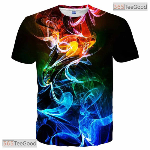 Abstract Colorful Smoke Graphic 3D Printed Casual Unisex Short Sleeve Tee Shirt