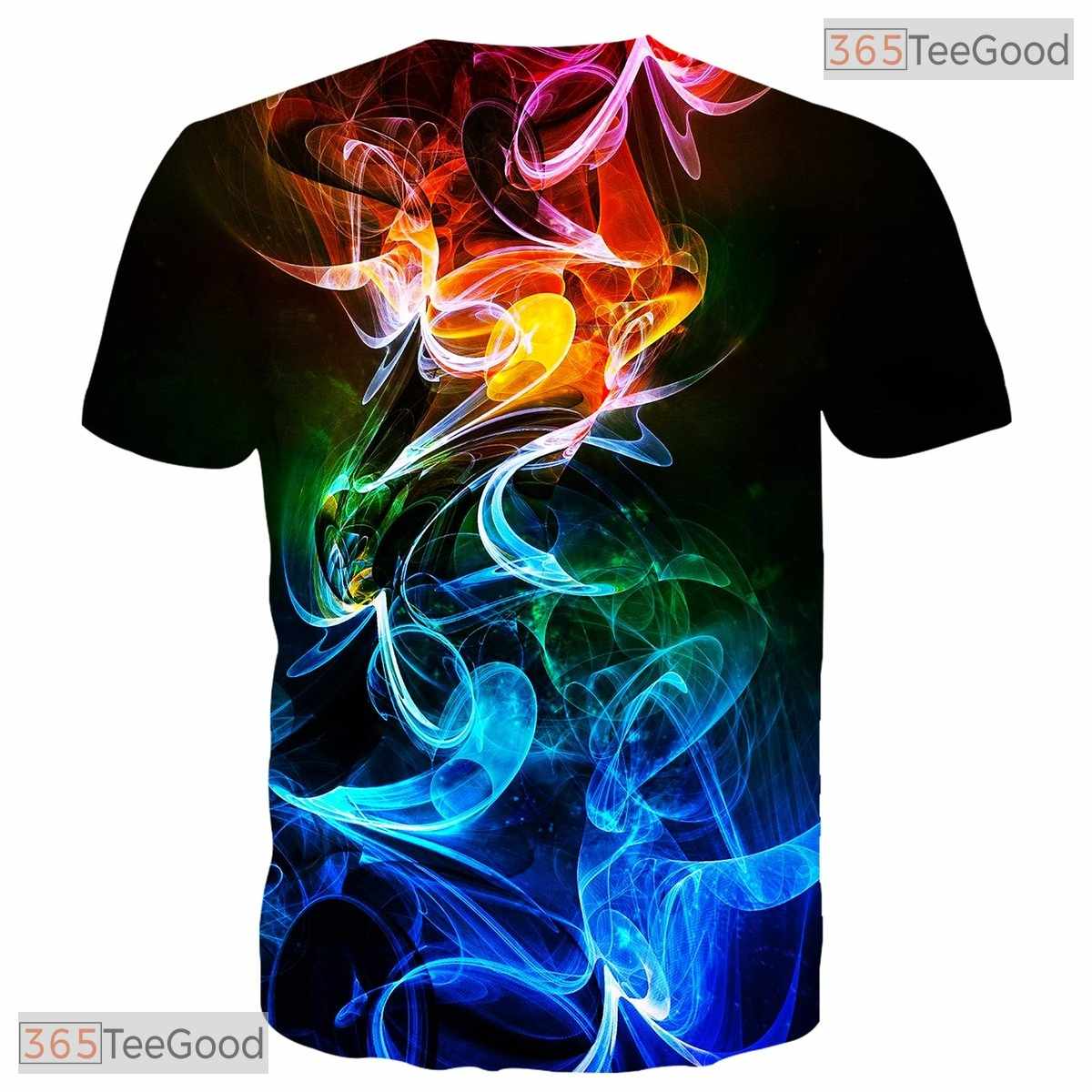 Abstract Colorful Smoke Graphic 3D Printed Casual Unisex Short Sleeve Tee Shirt