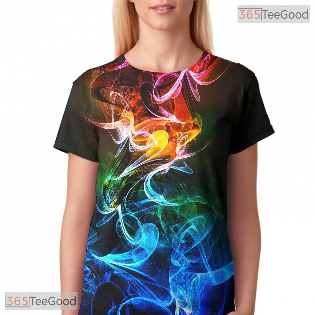 Abstract Colorful Smoke Graphic 3D Printed Casual Unisex Short Sleeve Tee Shirt
