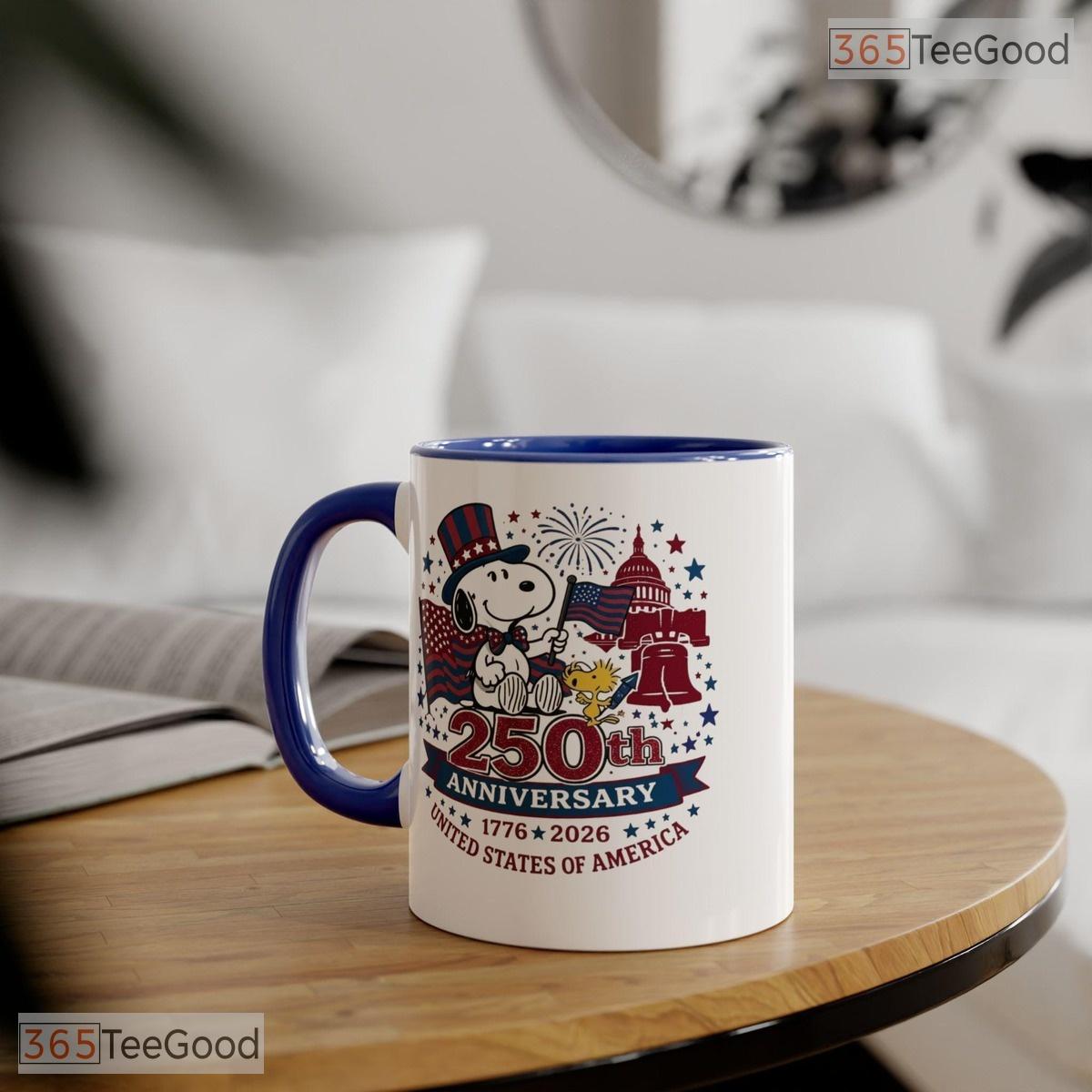 Cartoon Dog 250th Anniversary Celebration Independence Day Two Tone Ceramic Accent Mug