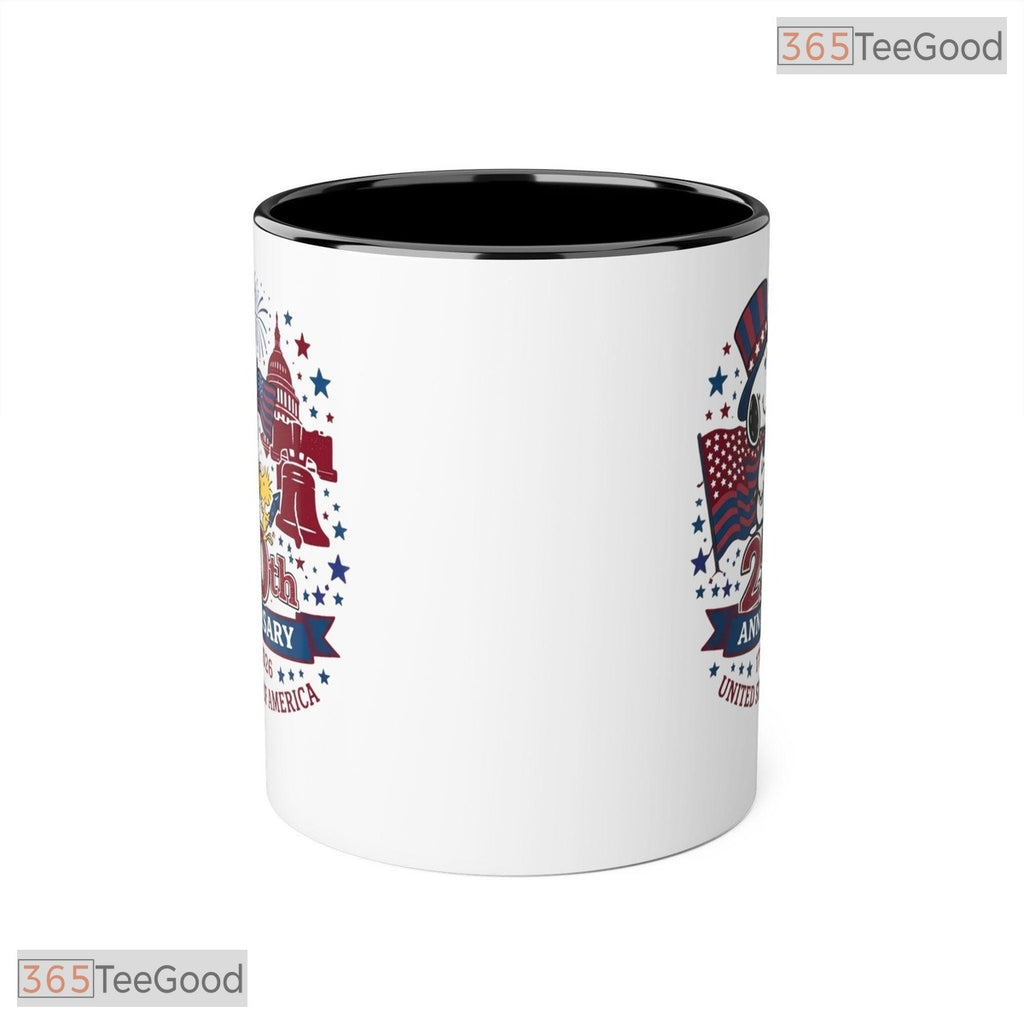 Cartoon Dog 250th Anniversary Celebration Independence Day Two Tone Ceramic Accent Mug