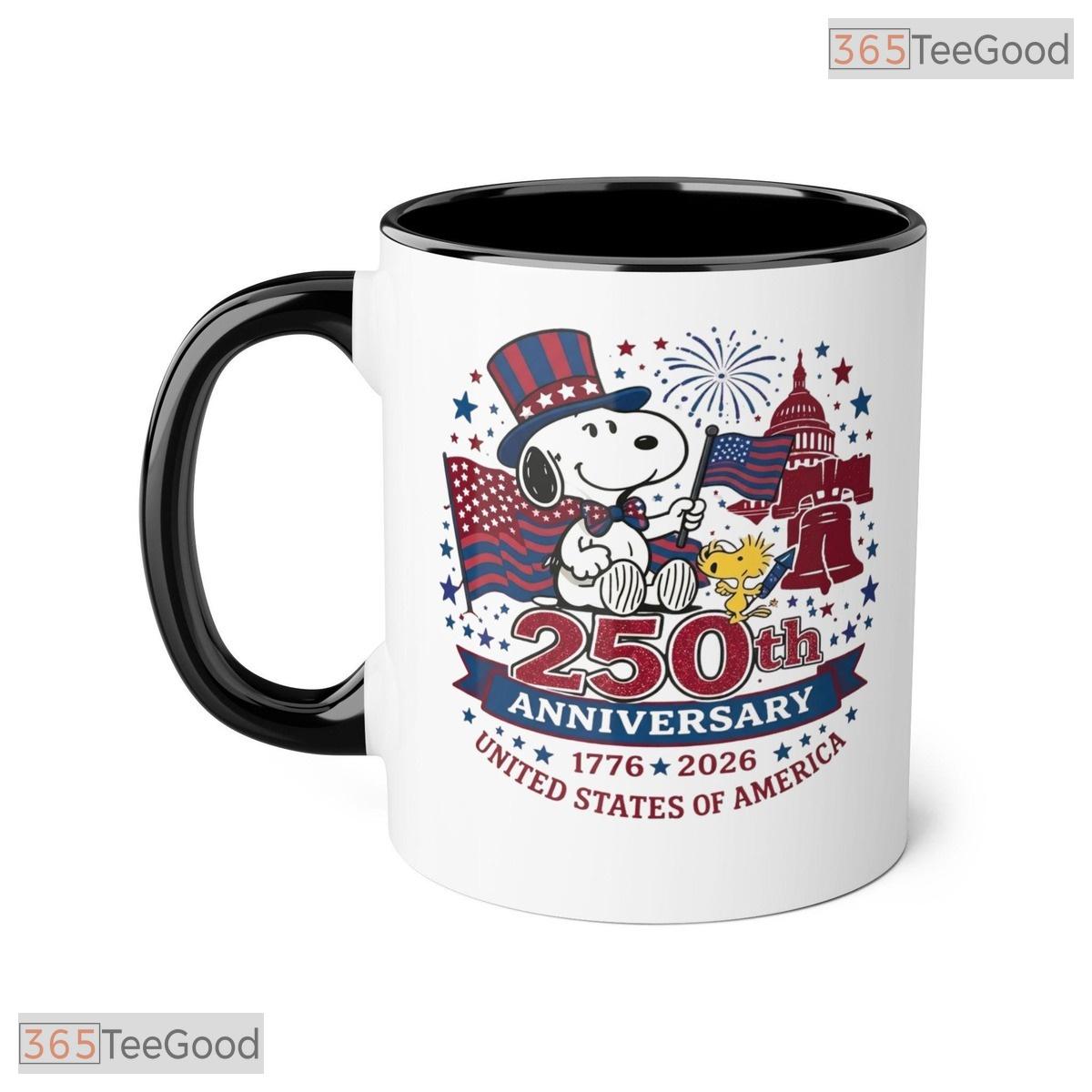 Cartoon Dog 250th Anniversary Celebration Independence Day Two Tone Ceramic Accent Mug