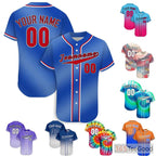 Solid Blue Custom Baseball Jersey Button Down Personalized Unisex Name & Number Tee