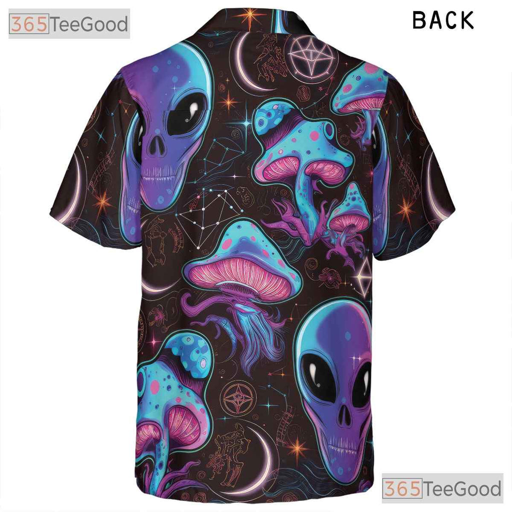 Space Alien Mushroom Hawaiian Shirt Unisex Unique Psychedelic Beach Day Tee