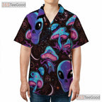 Space Alien Mushroom Hawaiian Shirt Unisex Unique Psychedelic Beach Day Tee