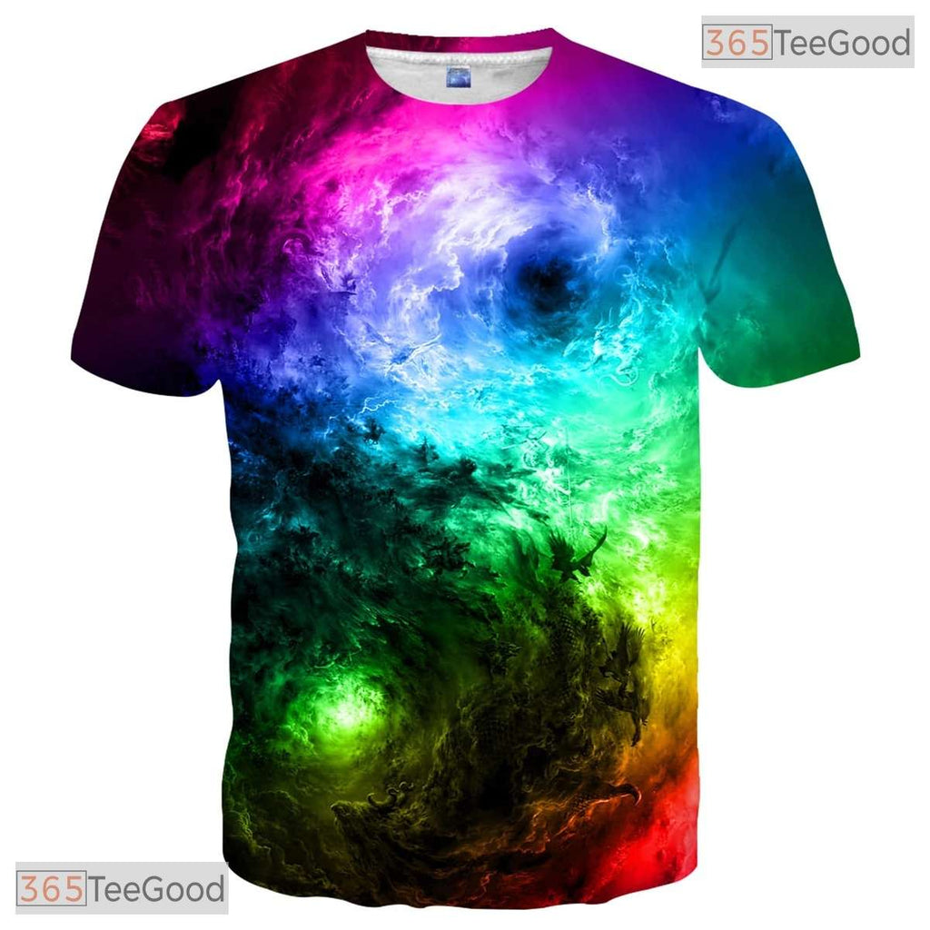 Colorful Cosmic Space Galaxy Art 3D Printed Casual Unisex Short Sleeve Tee Top