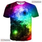Vibrant Colorful Space Nebula 3D Graphic Printed Casual Unisex Tee Shirt Tops