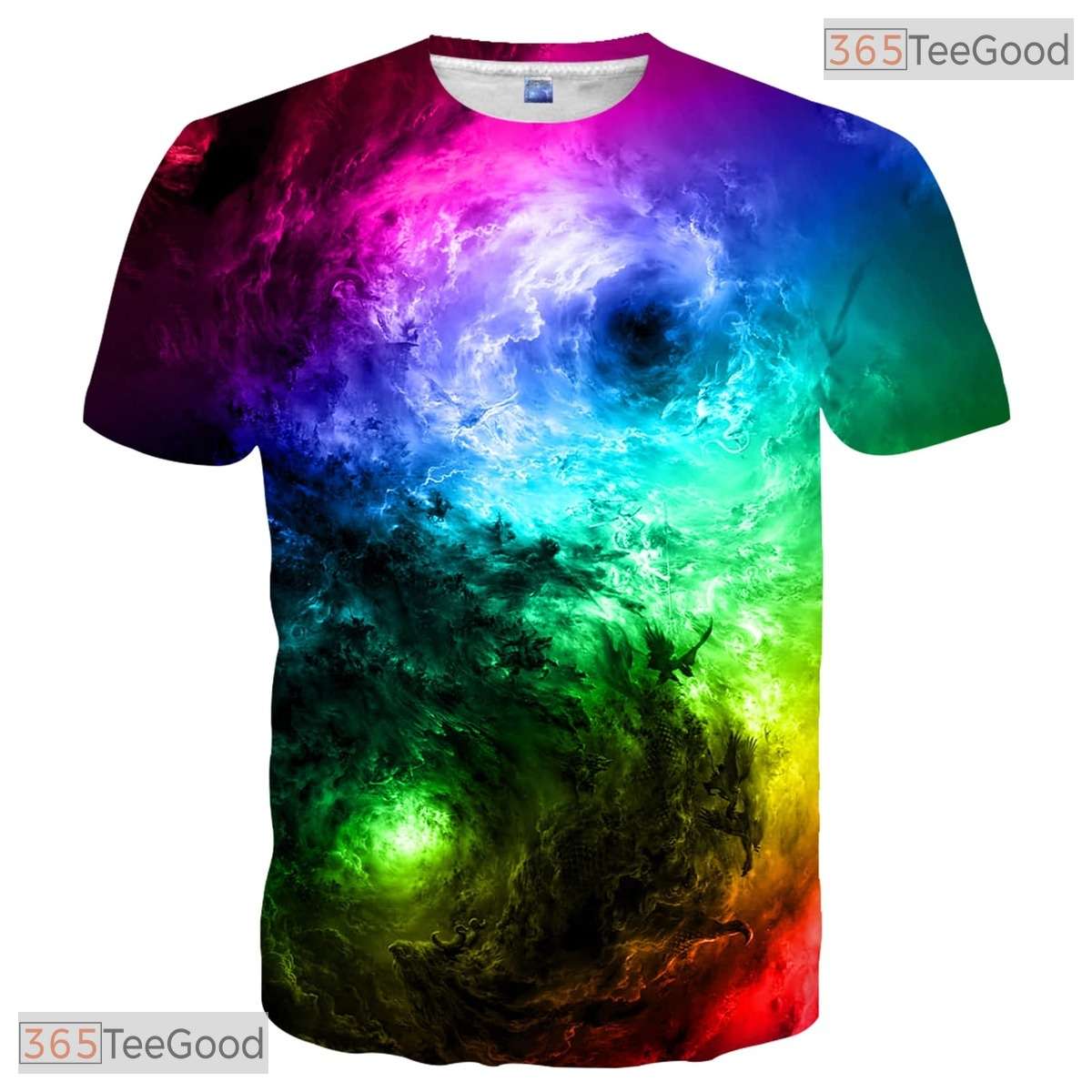 Vibrant Colorful Space Nebula 3D Graphic Printed Casual Unisex Tee Shirt Tops