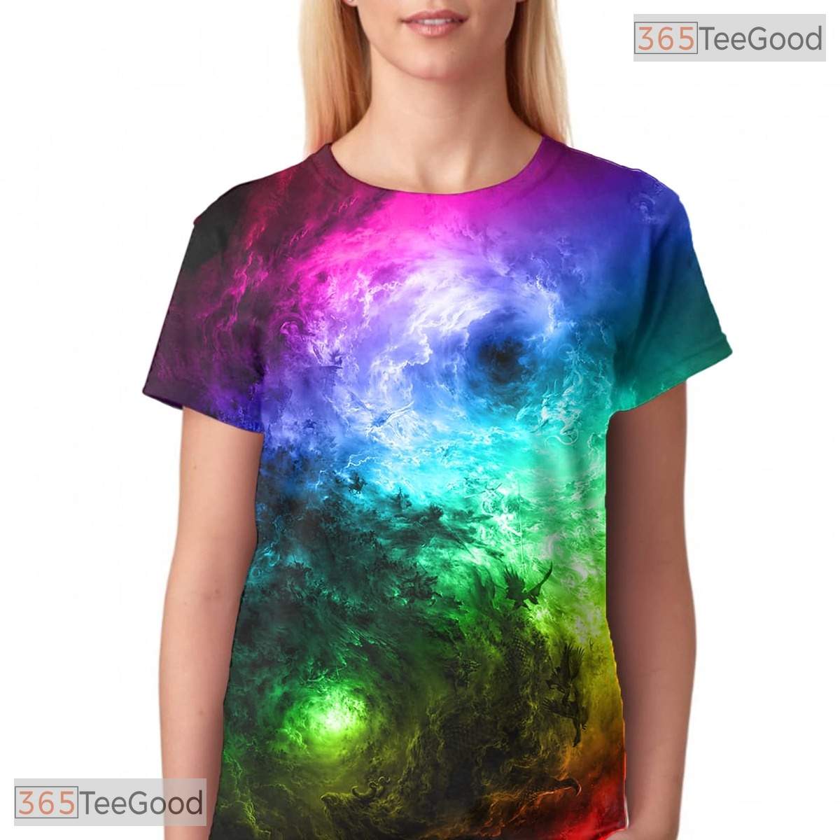 Vibrant Colorful Space Nebula 3D Graphic Printed Casual Unisex Tee Shirt Tops