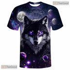 Space Purple Wolf American Flag Eagle 3D Graphic Printed Casual Unisex T-Shirt Styles