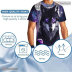 Space Purple Wolf American Flag Eagle 3D Graphic Printed Casual Unisex T-Shirt Styles