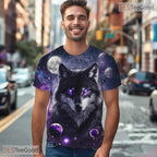 Space Purple Wolf American Flag Eagle 3D Graphic Printed Casual Unisex T-Shirt Styles