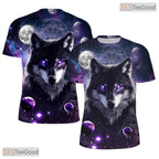 Space Purple Wolf American Flag Eagle 3D Graphic Printed Casual Unisex T-Shirt Styles