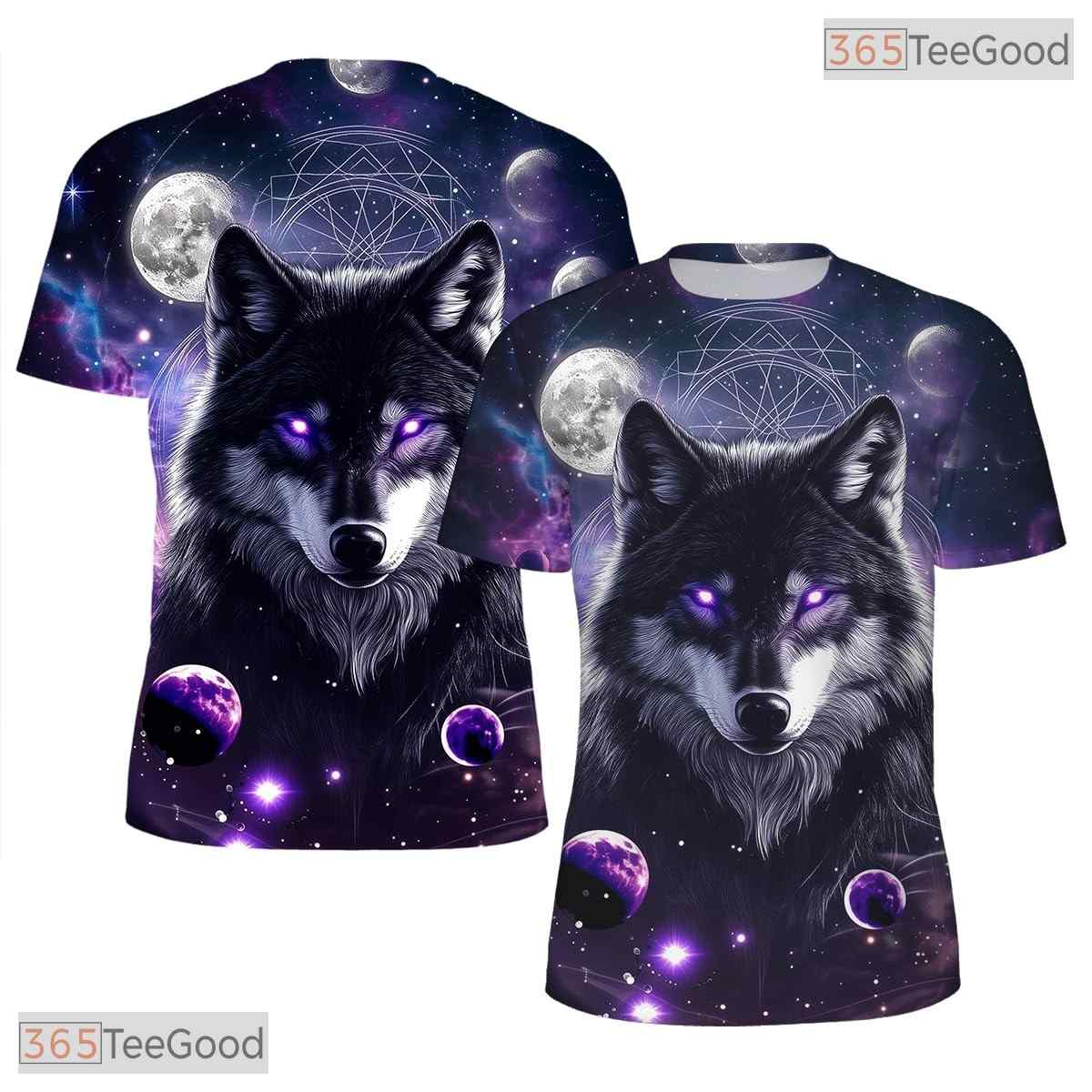 Space Purple Wolf American Flag Eagle 3D Graphic Printed Casual Unisex T-Shirt Styles