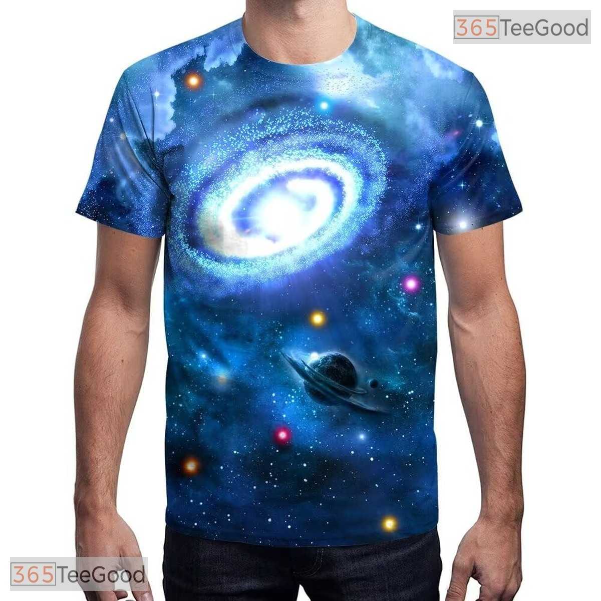 Galaxy Space Colorful Print Art 3D Casual Unisex T-Shirt For Men Women And Teens