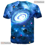 Galaxy Space Colorful Print Art 3D Casual Unisex T-Shirt For Men Women And Teens