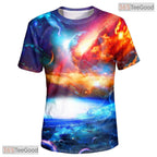 Deep Space Galaxy Colorful Design 3D Graphic Printed Crewneck Unisex Tee Shirt Top