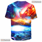 Deep Space Galaxy Colorful Design 3D Graphic Printed Crewneck Unisex Tee Shirt Top