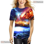Deep Space Galaxy Colorful Design 3D Graphic Printed Crewneck Unisex Tee Shirt Top