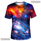 Cosmic Space Nebula Colorful Design 3D Graphic Printed Crewneck Unisex T-Shirt Top