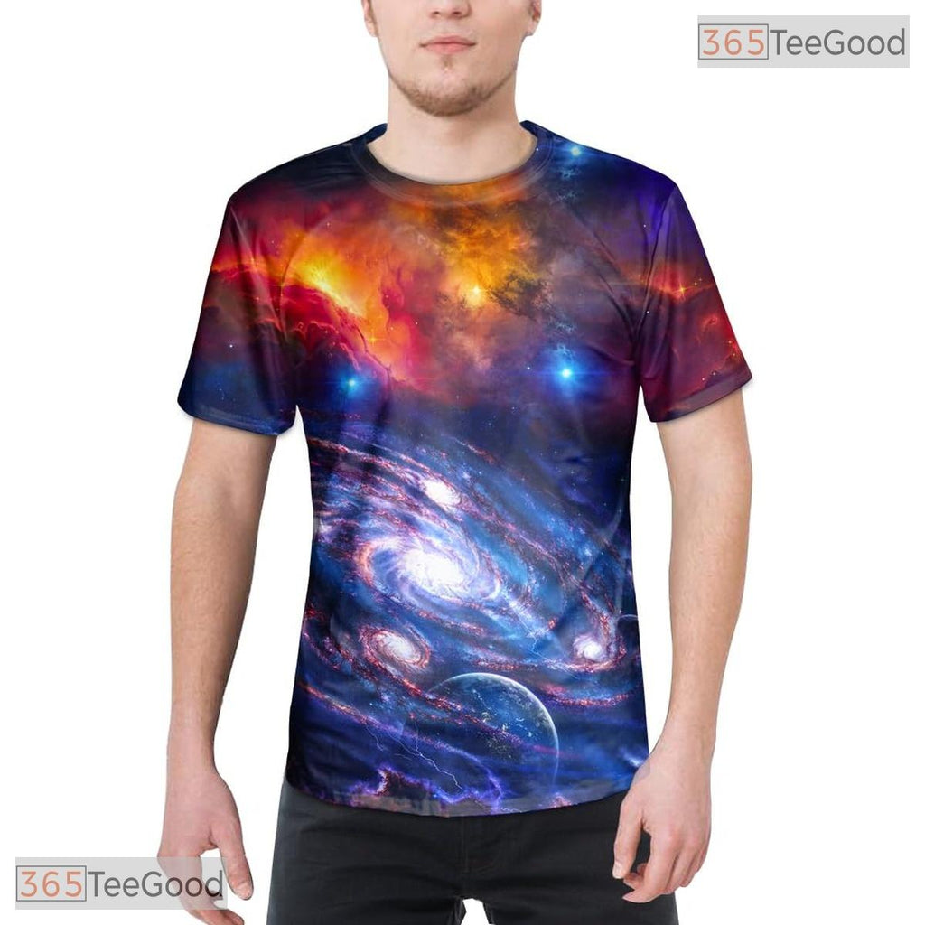 Cosmic Space Nebula Colorful Design 3D Graphic Printed Crewneck Unisex T-Shirt Top