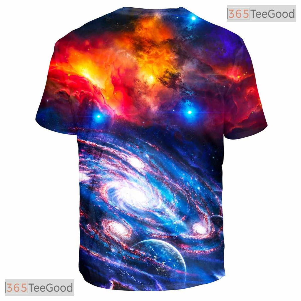 Cosmic Space Nebula Colorful Design 3D Graphic Printed Crewneck Unisex T-Shirt Top