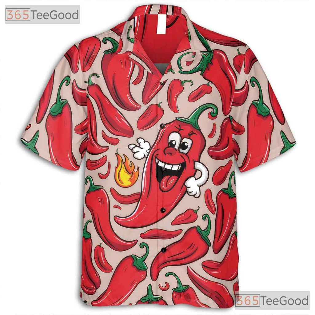 Spicy Chili Pepper Funny Hot Cartoon Peppers Summer Hawaiian Shirt Unisex
