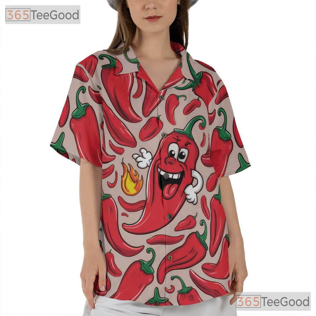Spicy Chili Pepper Funny Hot Cartoon Peppers Summer Hawaiian Shirt Unisex