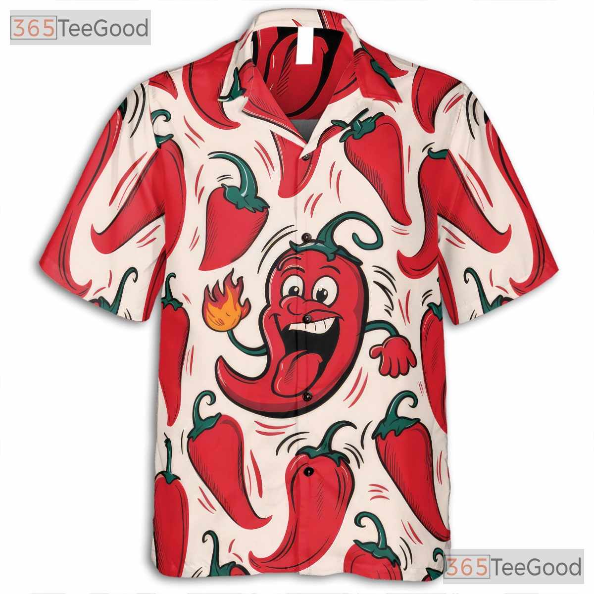 Spicy Chili Pepper Funny Hot Cartoon Summer Aloha Hawaiian Shirt Unisex Top