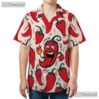 Spicy Chili Pepper Funny Hot Cartoon Summer Aloha Hawaiian Shirt Unisex Top