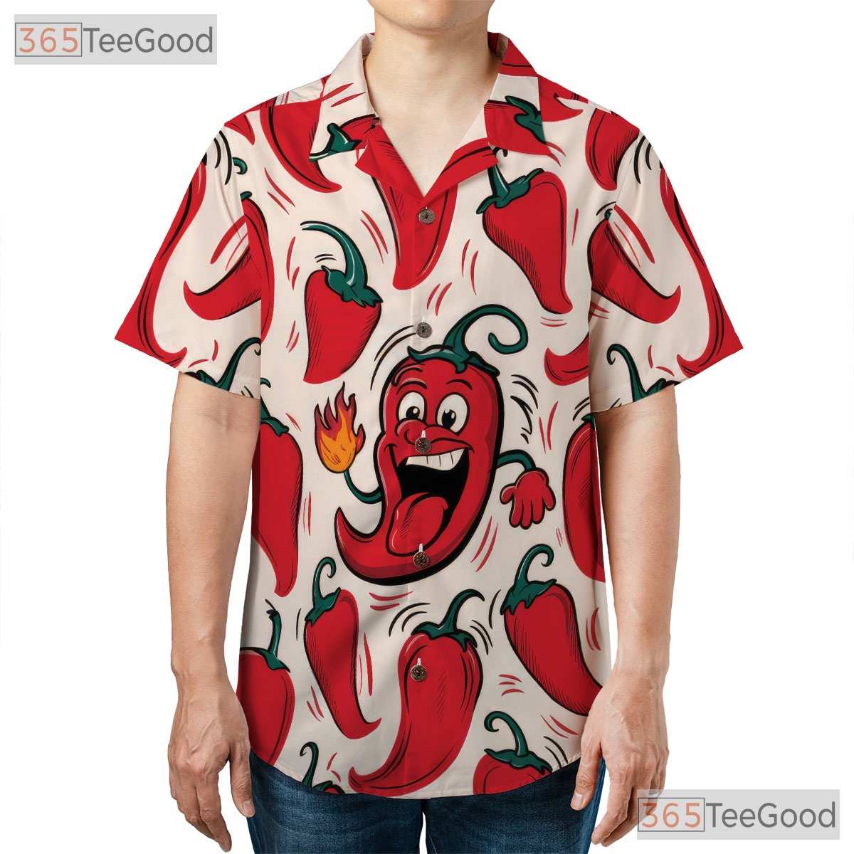 Spicy Chili Pepper Funny Hot Cartoon Summer Aloha Hawaiian Shirt Unisex Top