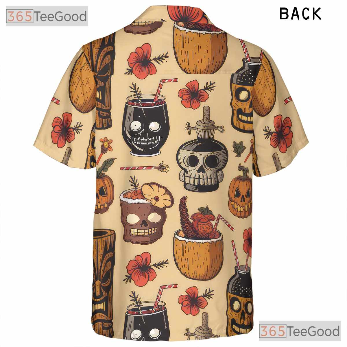 Spooky Tiki Hawaiian Shirt - Unisex Vintage Halloween Cocktail Party Tee