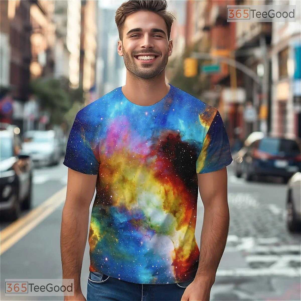 Starry Sky American Flag Eagle Graphic 3D Printed Casual Unisex T-Shirt Tops Style
