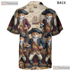 Steampunk Pirate Cat Hawaiian Shirt- Unisex Nautical Map Summer Vacation Top
