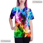 Vivid Abstract Paint Splatter Graphic 3D Printed Casual Unisex Tee Shirt Tops