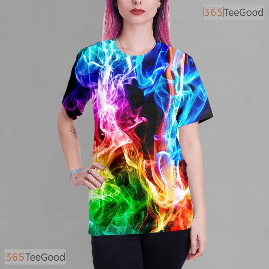 Vivid Abstract Paint Splatter Graphic 3D Printed Casual Unisex Tee Shirt Tops