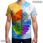 Mystic Forest Nature Illusion Graphic 3D Printed Casual Unisex T-Shirt Styles