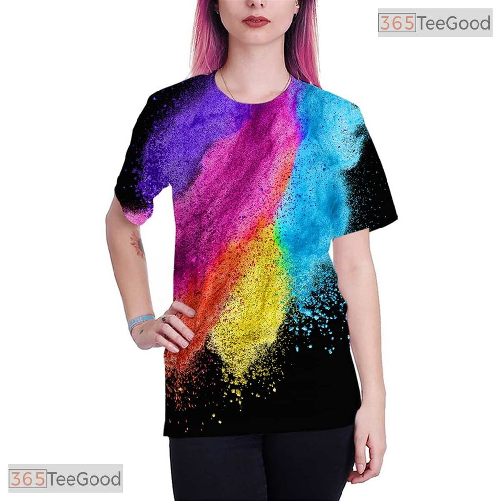 Creative Colorful Optical Illusion Graphic 3D Printed Casual Unisex Tee Shirts