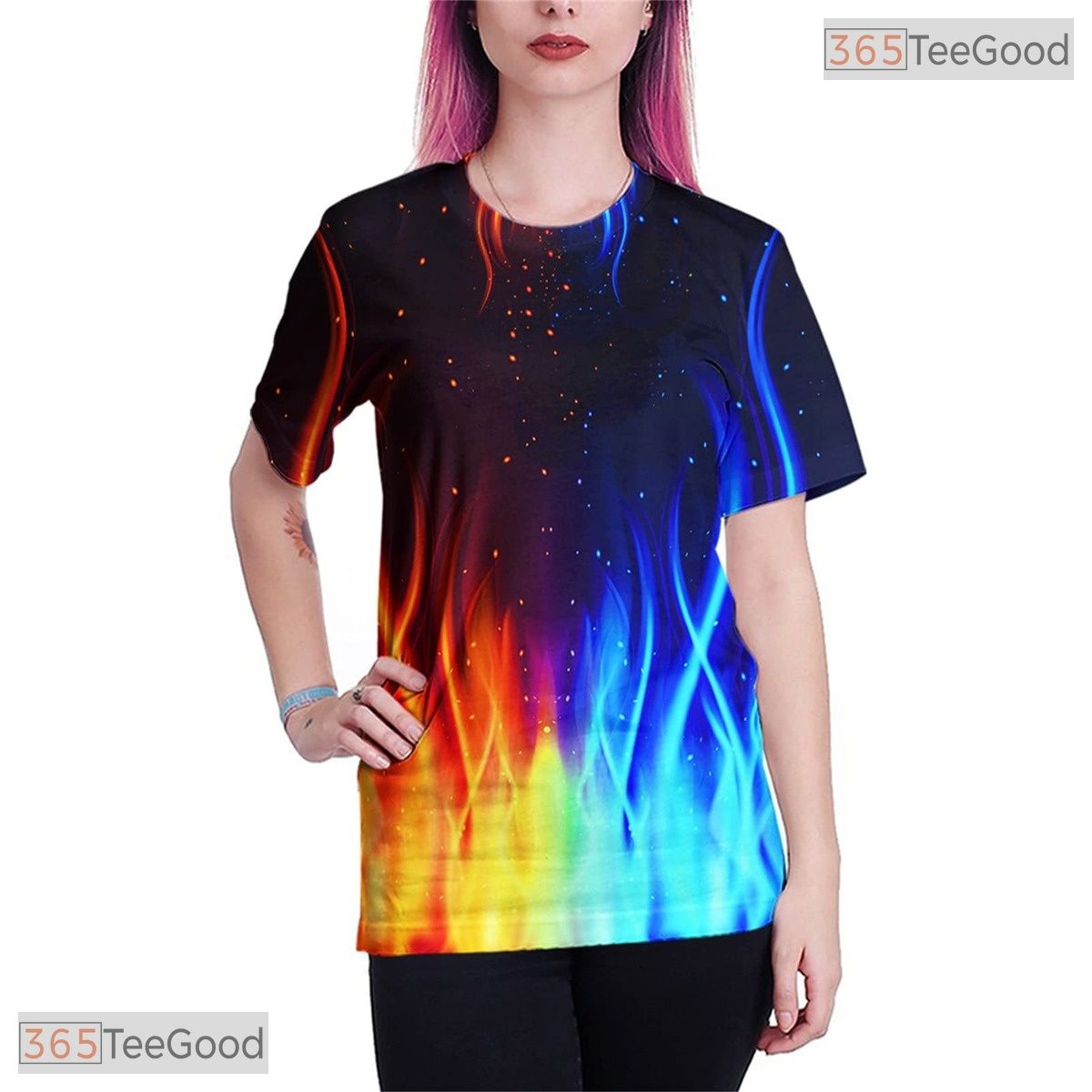 Colorful Graphic Print Fashion Novelty 3D Casual Unisex Short Sleeve T-Shirt