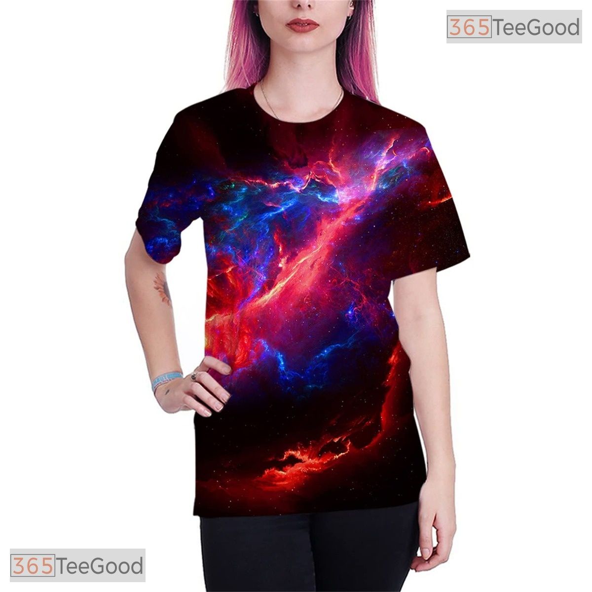 Cosmic Galaxy Pattern Graphic Design 3D Printed Casual Unisex Short Sleeve Tee