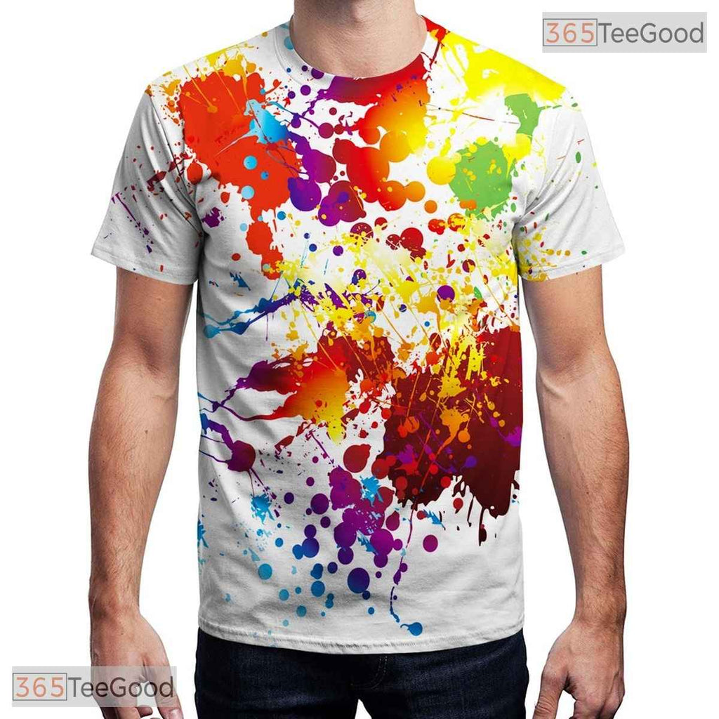 Bright Multi Color Abstract Graphic Print 3D Printed Casual Unisex T-Shirt Top