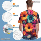 Vibrant Yellow Sunflower Floral Nature 3D Printed Casual Unisex T-Shirt Tops