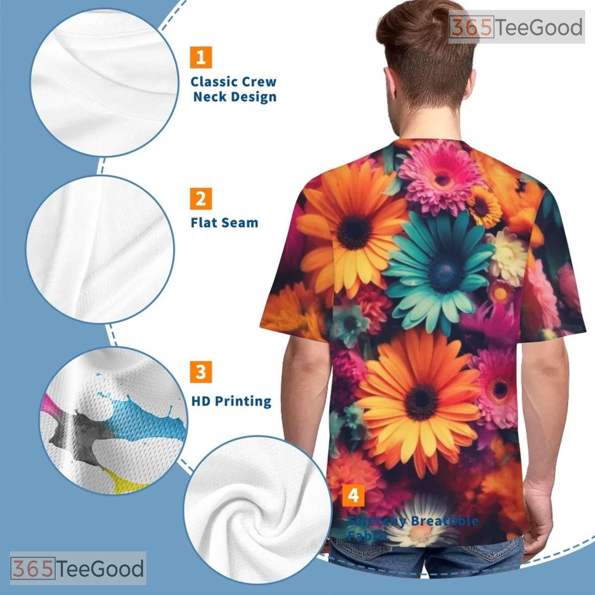 Vibrant Yellow Sunflower Floral Nature 3D Printed Casual Unisex T-Shirt Tops