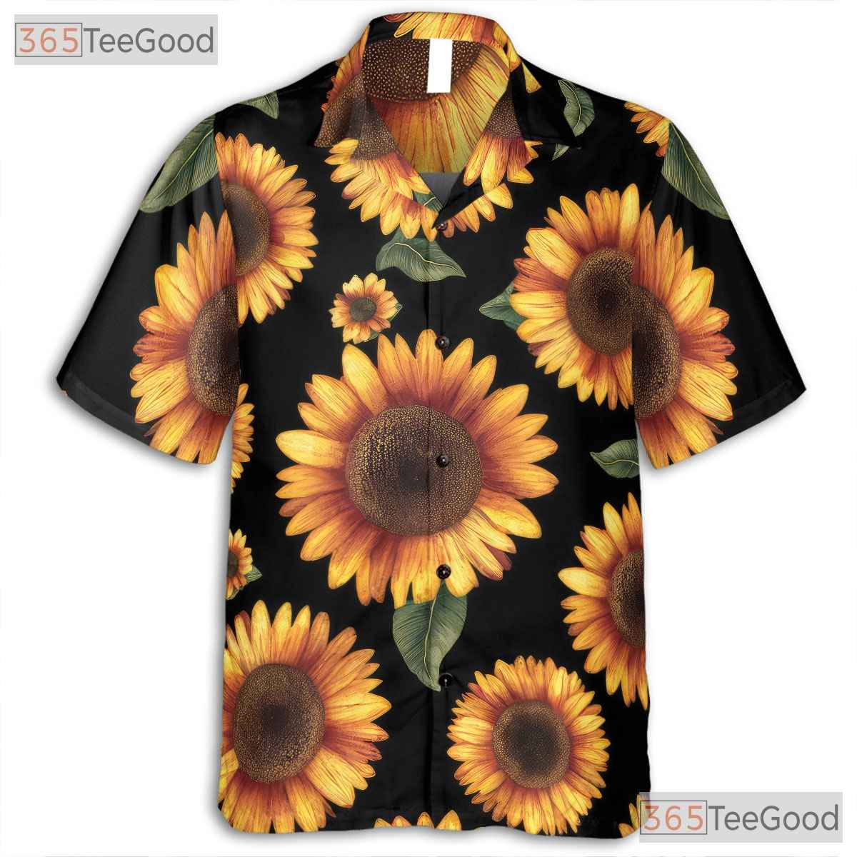 Sunflower Black Floral Tropical Hawaiian Shirt Unisex Summer Aloha Top Tee