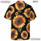 Sunflower Black Floral Tropical Hawaiian Shirt Unisex Summer Aloha Top Tee