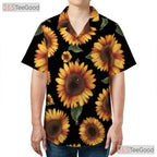 Sunflower Black Floral Tropical Hawaiian Shirt Unisex Summer Aloha Top Tee