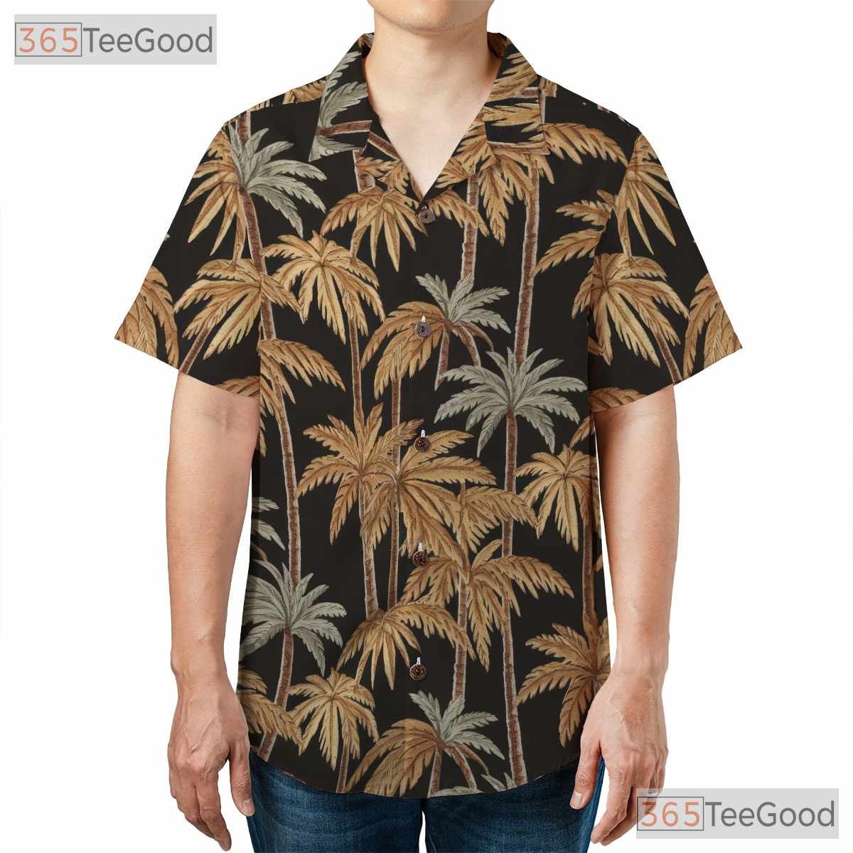 Sunset Beach Palm Tree Hawaiian Shirt- Unisex Tropical Aloha Luau Party Top