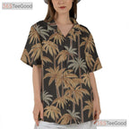Sunset Beach Palm Tree Hawaiian Shirt- Unisex Tropical Aloha Luau Party Top