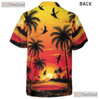 Sunset Palm Tree Hawaiian Shirt - Unisex Beach Resort Aesthetic Summer Tee