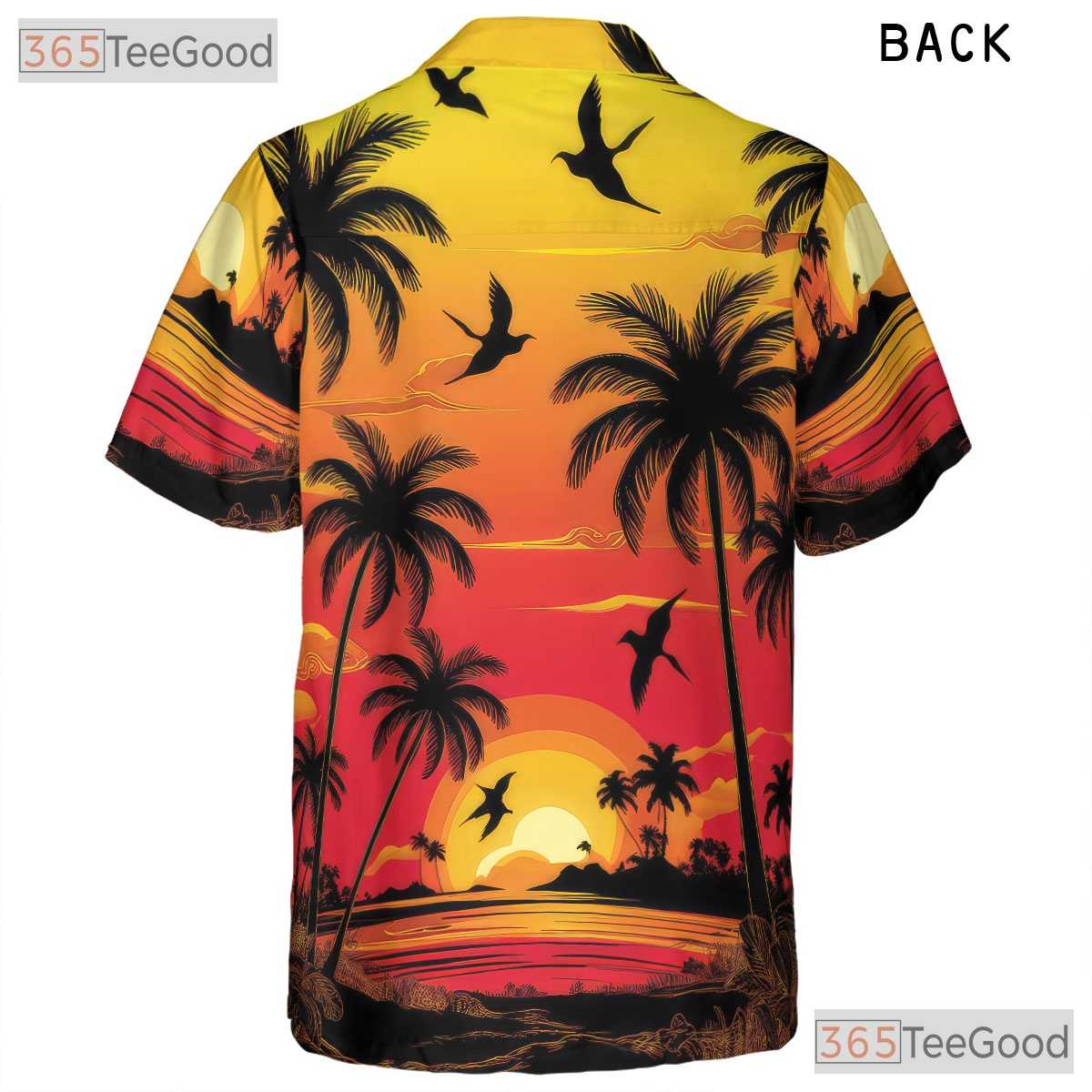 Sunset Palm Tree Hawaiian Shirt - Unisex Beach Resort Aesthetic Summer Tee